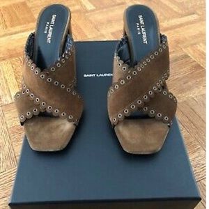 Yves Saint Laurent Loulou Brown Suede Sandals